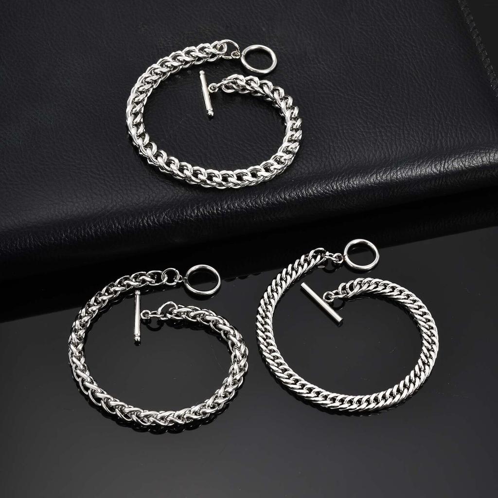Vnox 6mm Wide Stainless Steel Men's Chain Bracelet, 21cm Length Silver Color Never Fade Toggle Clasp Wristband Punk Jewelry Gift