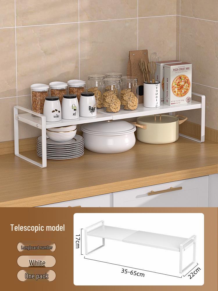 Retractable Kitchen Countertop Spice & Dish Storage Rack