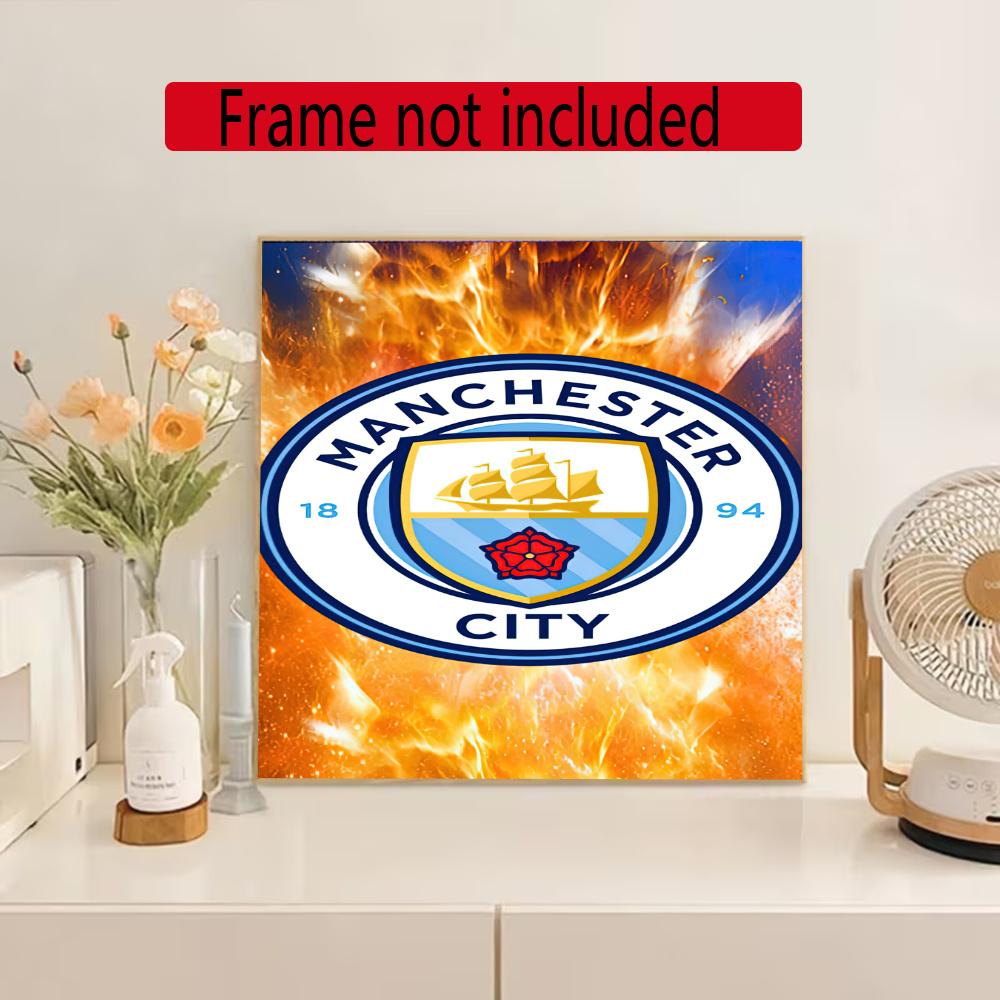 Manchester City 5D Diy Diamond Painting Round Diamond Diy Frameless Holiday Artwork Suitable For Home Office Wall Decoration