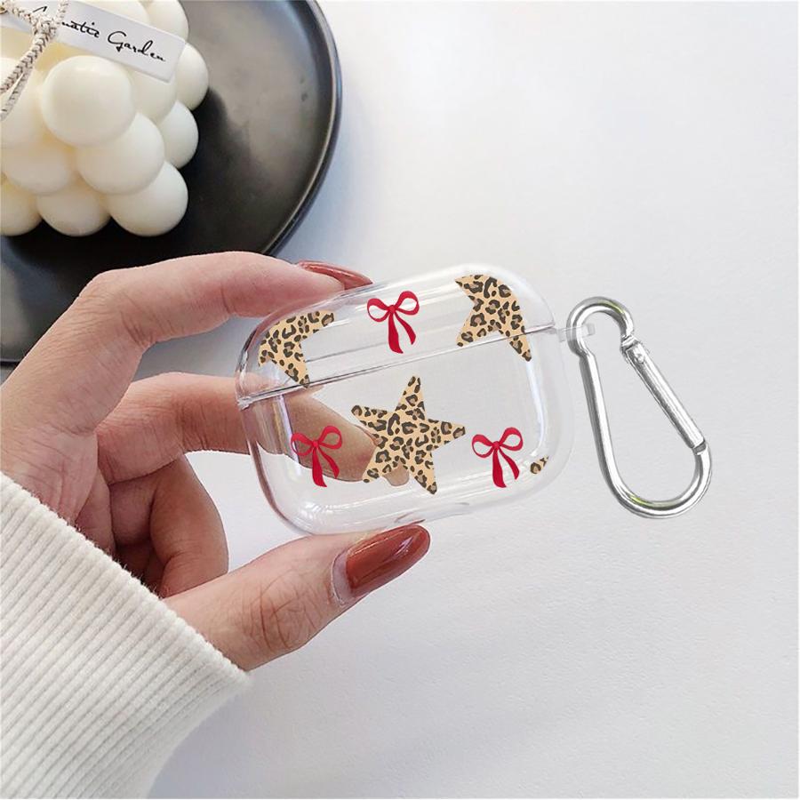 Case For Airpods 2 Pro 3 Pro2 4 1 Pro3 Clear Earphone Cases Cover Leopard Love Star