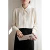 Women's 2025 Spring Satin Long-Sleeve French Drape Shirt for Professional Interviews