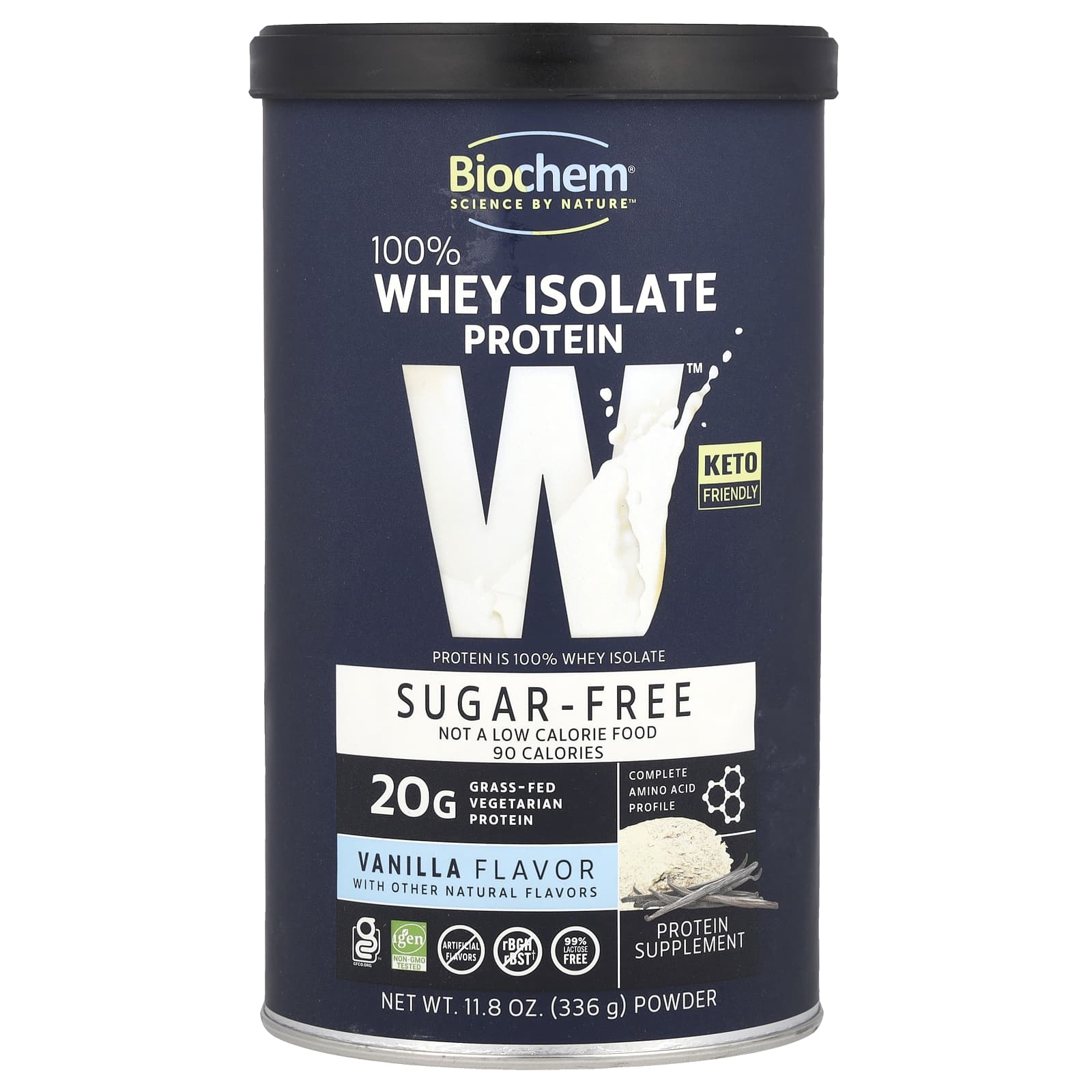 

Biochem, 100% whey protein isolate, no sugar, vanilla, 336g (11.8oz)