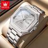 Men Watches Fashion Casual Square Quartz Watch Original Stainless Steel Waterproof Luminous Automatic Date Mens Wristwatch