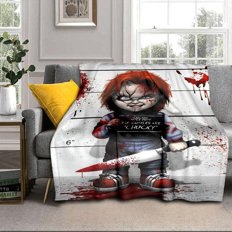 Chucky's Halloween Horror Blanket Flannel Blanket for bed, sofa, Camping, Hiking, Picnic Essentials, gift for family Fan gifts