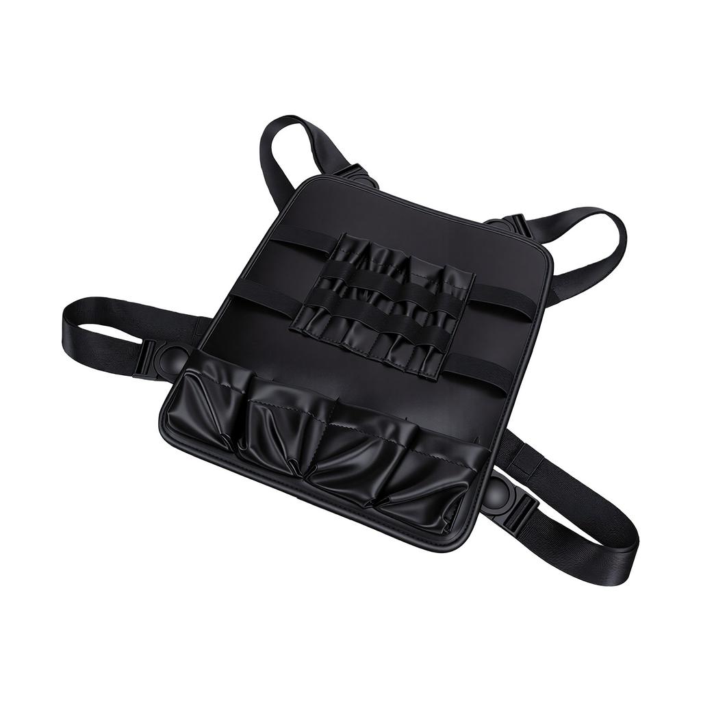 Barber Vest Pouch PU Leather Multiple Compartments Adjustable Shoulder Strap Hairdresser Scissor Bag 32.5x28cm