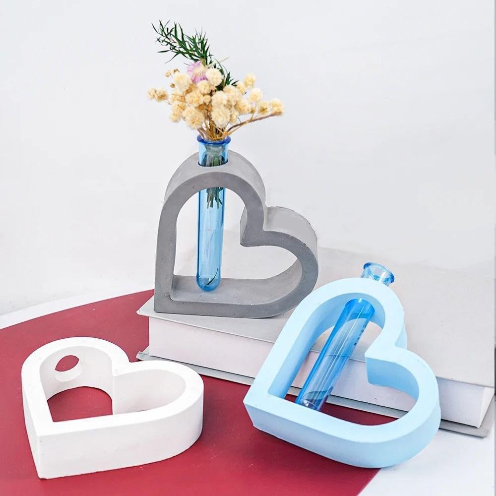 Heart Shape Vase Silicone Mold for Concrete Plaster Decoration Casting Tray Mold DIY Home Garden Decor