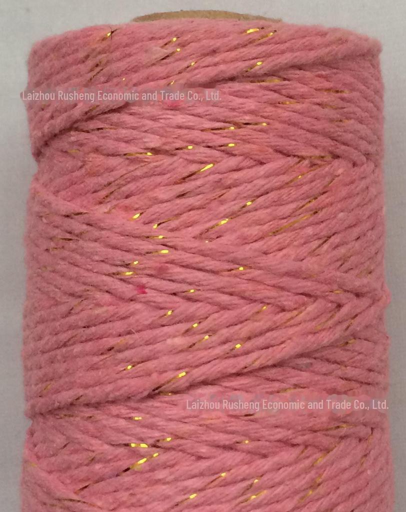 Gold, Silver & Copper Cotton Rope with Gold Thread and Multi-colored Cotton Rope - 100m.