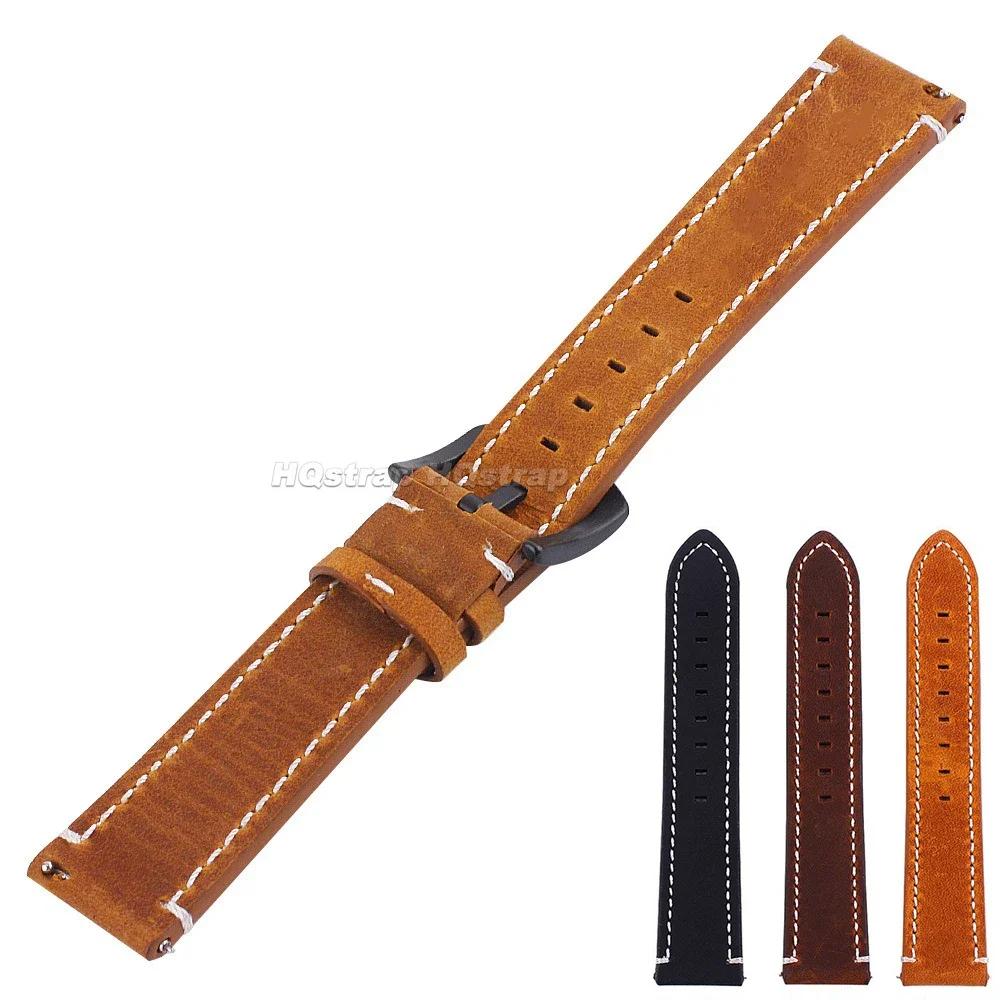Retro Calf Leather Strap 18mm 20mm 22mm 24mm Wrist Belt Universal Replacement Watchband Quick Release Soft Bracelet Accessories