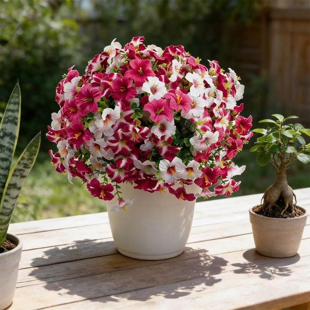 Realistic Silk Morning Glory Flowers UV Resistant Fake Flower Bouquets Faux Plant  Balcony Decor