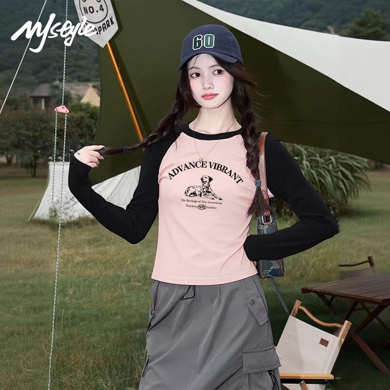 MJ STYLE Color Block Long Sleeve T-Shirt M