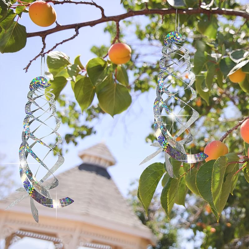 15.8in Hanging Reflective Bird Deterrent Device -6pcs Bird Repellent Spiral Reflectors - Drive Woodpeckers Pigeons Geese Away Fr