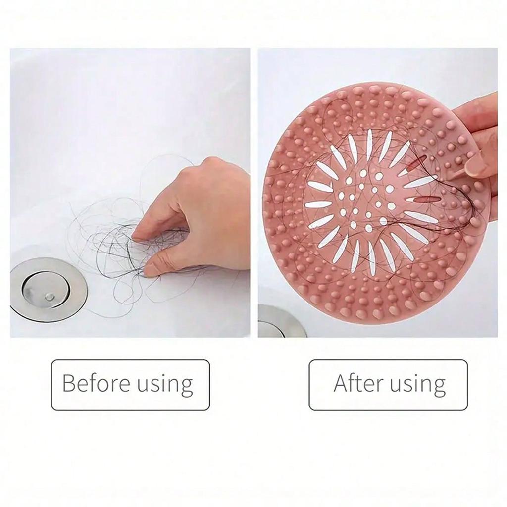New Arrival Shower Drain Hair Collector And Kitchen Sink Strainer - Reusable Silicone Mesh Strainer With Suction Cup/Non-Design