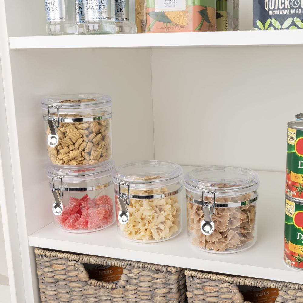 Airtight Stackable Food Storage Containers Set of 4 Round Clear Canisters Kitchen Organization Food Freshness Home Use