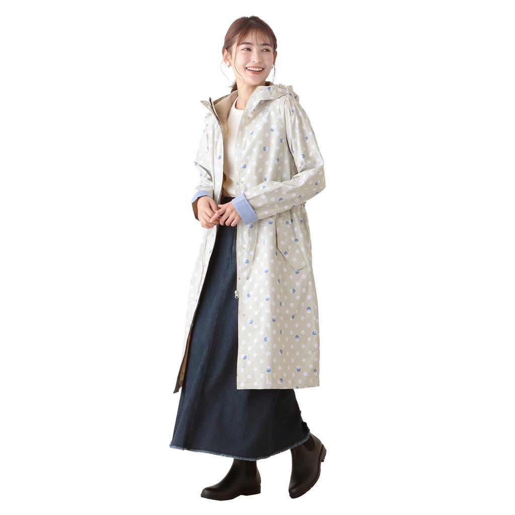 Afternoon Tea Living HP99 Polka Dot Drawstring Gray Raincoat,