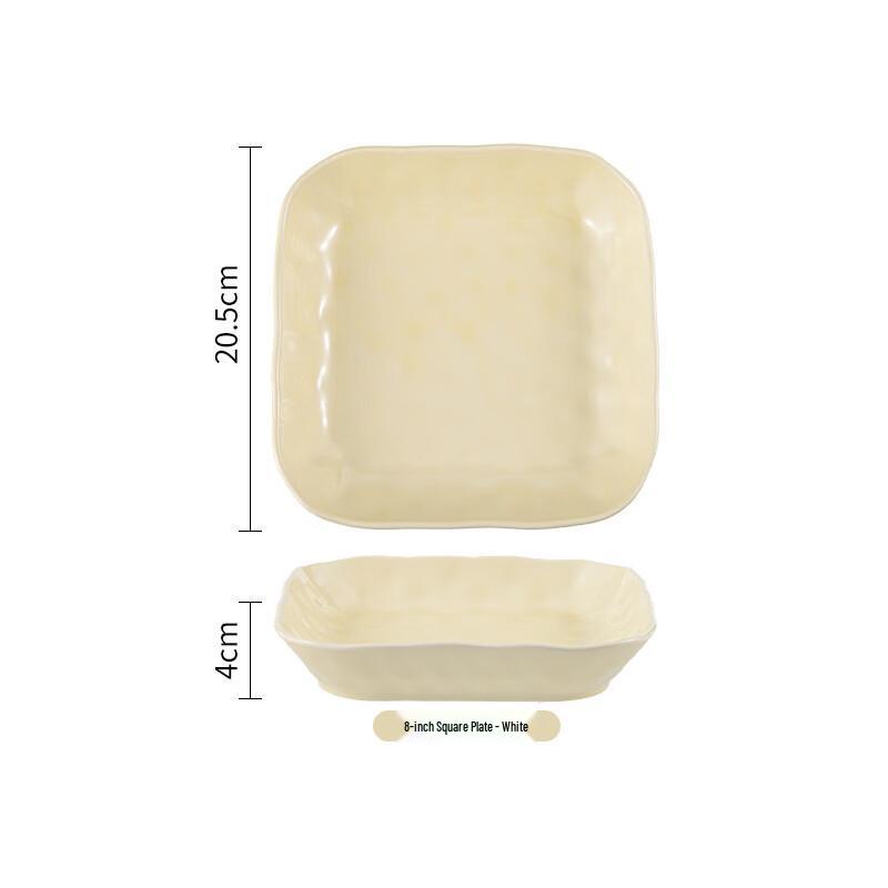Cream Style Ceramic Dinnerware 8-inch Square Plate