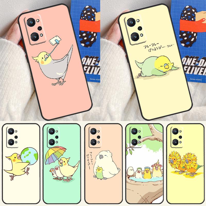 Chubby Cockatiel Parrot Bird For Realme 14 13 12 10 11 Pro Plus GT 6 6T 5 GT7 Pro C55 C51 C21Y C25S C67 C75 C53 C61 Case