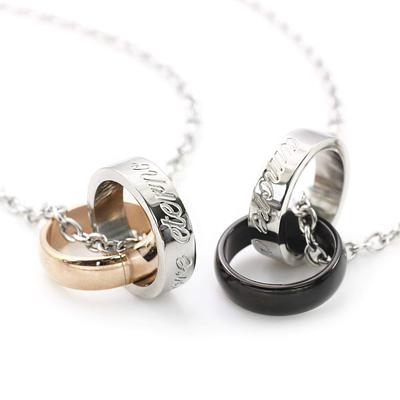Paar Halskette Edelstahl Metall Allergie Schwarz Roségold passendes Set [Barzaz]