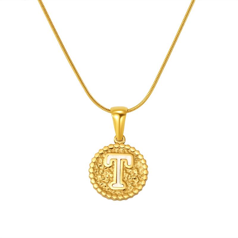 European and American Stainless Steel Letter Necklace for Women - Versatile Titanium Steel Hammered Pendant Jewelry Fashion