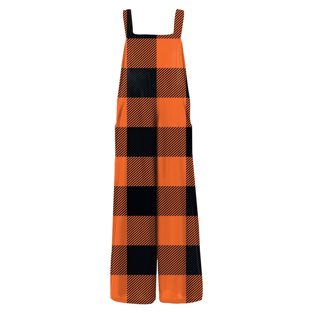 Lässiger Jumpsuit für Damen, ärmellos, mit Farbverlauf und Streifenmuster, bedruckter Baumwolle