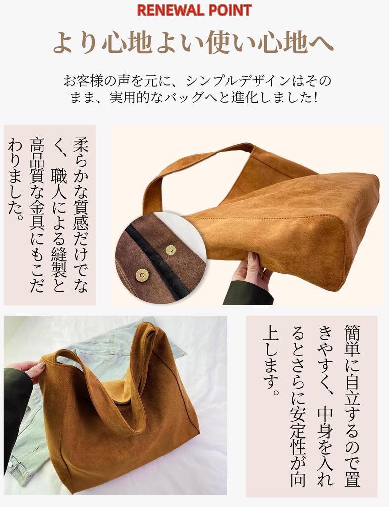 Basicpower Suede-Look Tote Bag for Women, Large Capacity: Bucket-Shaped Handbag, Suede, AutumnWinter, Shoulder Bag, Simple, Solid Color, A4 Size,