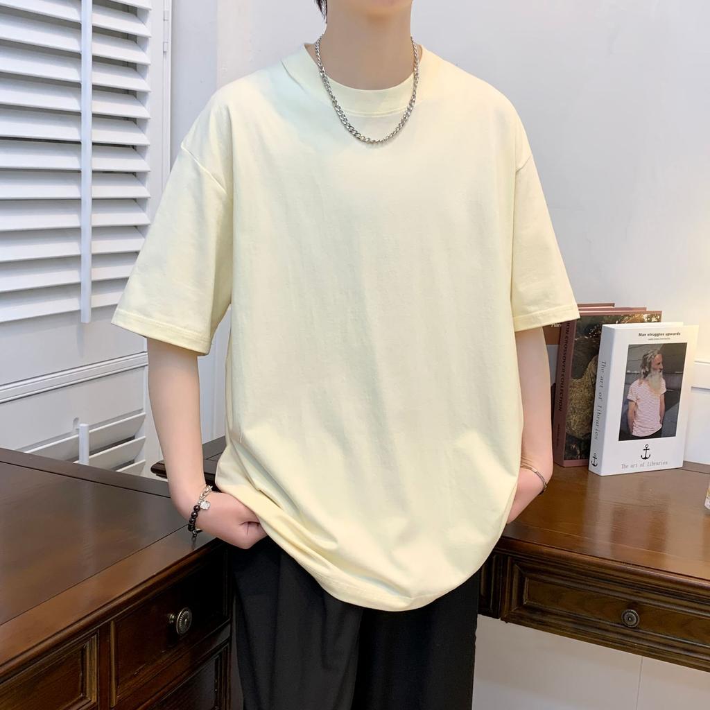 Sommer Übergroßes T-Shirt Herren Damen Unisex Koreanisch 210G Baumwolle Kurzarm Basic T-Shirt Locker Oberteile Unifarben Hip Hop Y2K T-Shirts
