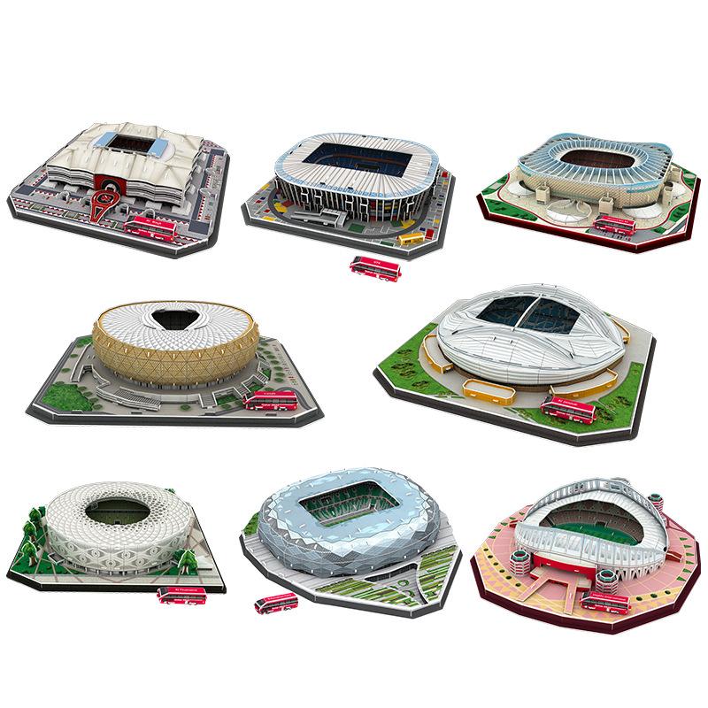 

2022 8-в-1 футбольное поле стадион детская 3D головоломка в сборе игровая площадка развивающая детская модель здания игрушки