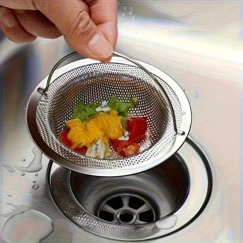 Sink Filter With Handle 201 Rustproof Mesh Drain Strainer For Kitchen Bathroom Anti Clogging Vegetable Fruit Waste Catcher