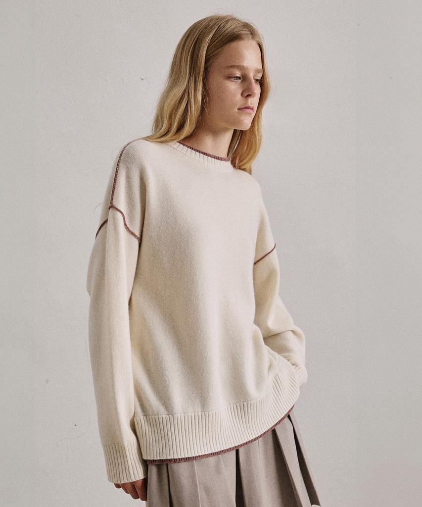 ARTID Line Color Block Oversized Pullover Knit_Ivory
