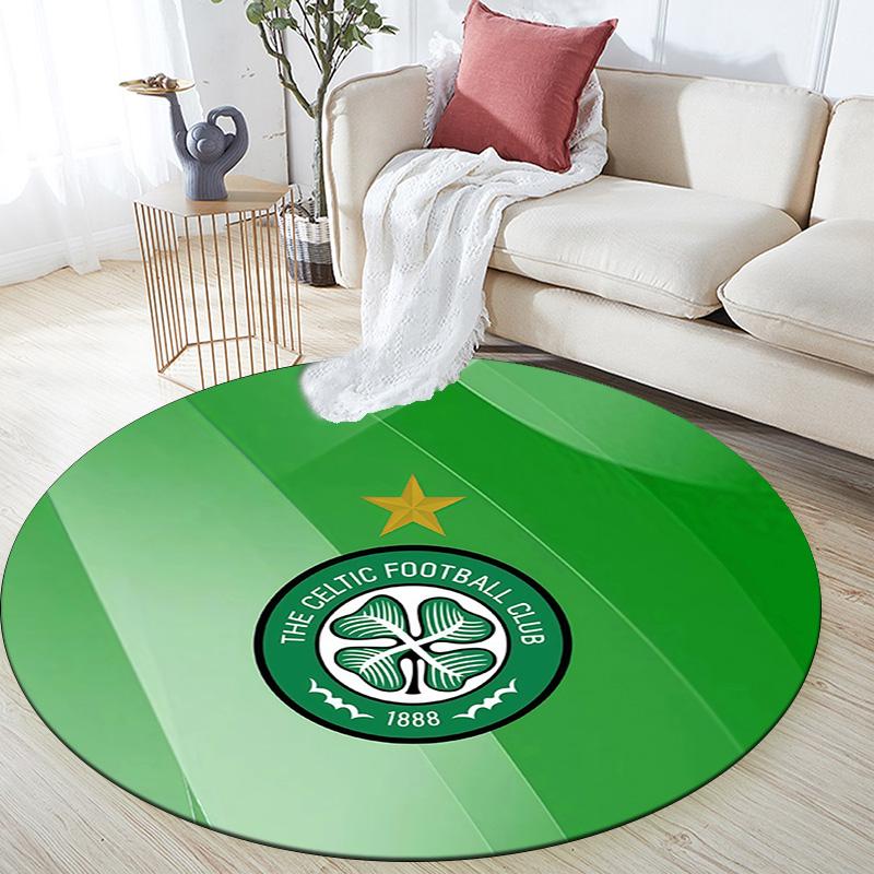 Celtic FC Round Area Rug,Carpet Rug for Living Room Bedroom Sofa Playroom Decor,Non-slip Floor Mat