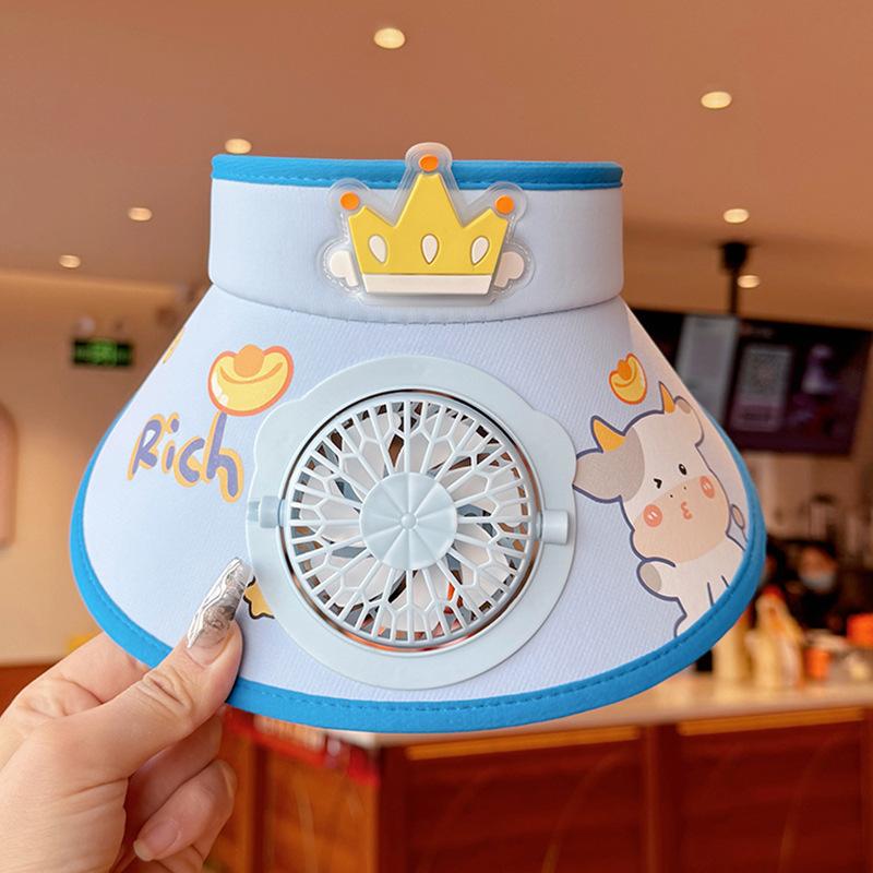 Sonnenhut mit Ventilator Kinder Sonnenschutzhut Jungen und Mädchen Sommer UV Zylinder Baby Sonnenhut