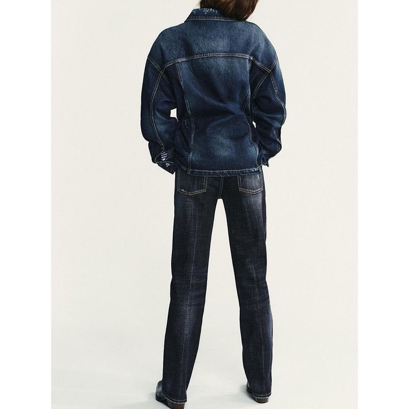 Za2025 Autumn New Women Clothes All-Match Button Denim Lapel Jacket Long Sleeve Outerwear 5252277 400