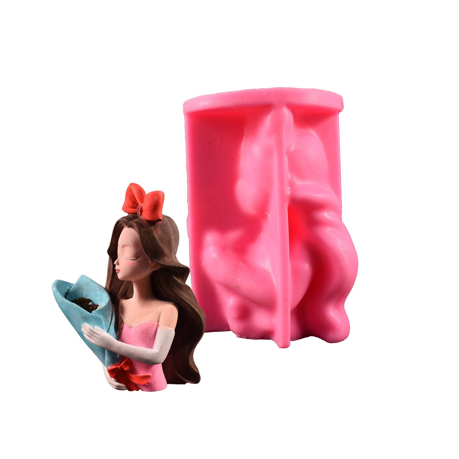 

Силиконовые формы для кашпо, Уникальные формы для подставок для растений, Формы в виде девочки, Формы для цветочных горшков, Подходят для использования в помещении или на улице розовый