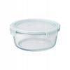 Hermetic round glass container 620 ml for food, salad, lunch, soup