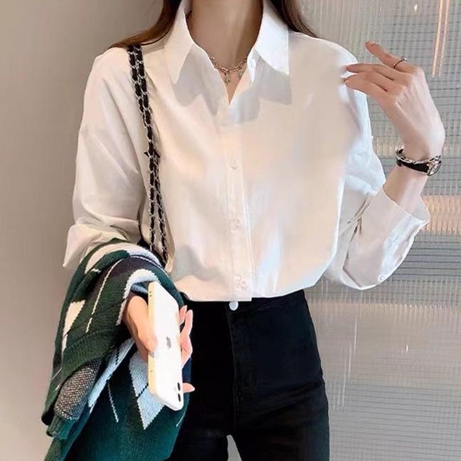 Stylish Women's Pure Cotton White Shirt for Spring/Autumn