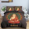 Buddha Bedding Set Indian Religion Buddhism Meditation Mandala Duvet Cover Smile Buddha Floral Soft Quilt Cover Queen King Size