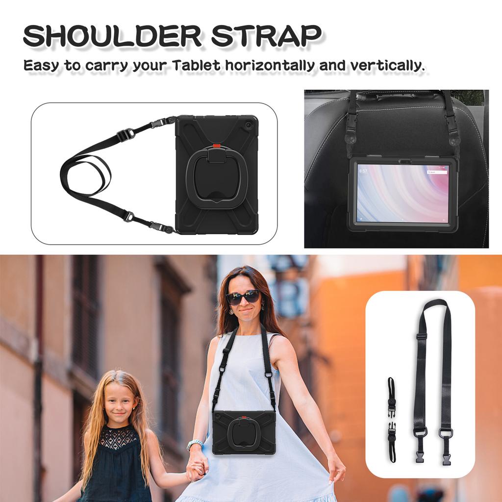 "Amazon Fire HD 10 2023 Tablet için Koruyucu Döner Standlı Kılıf - Düşme Önleyici Kabuk"