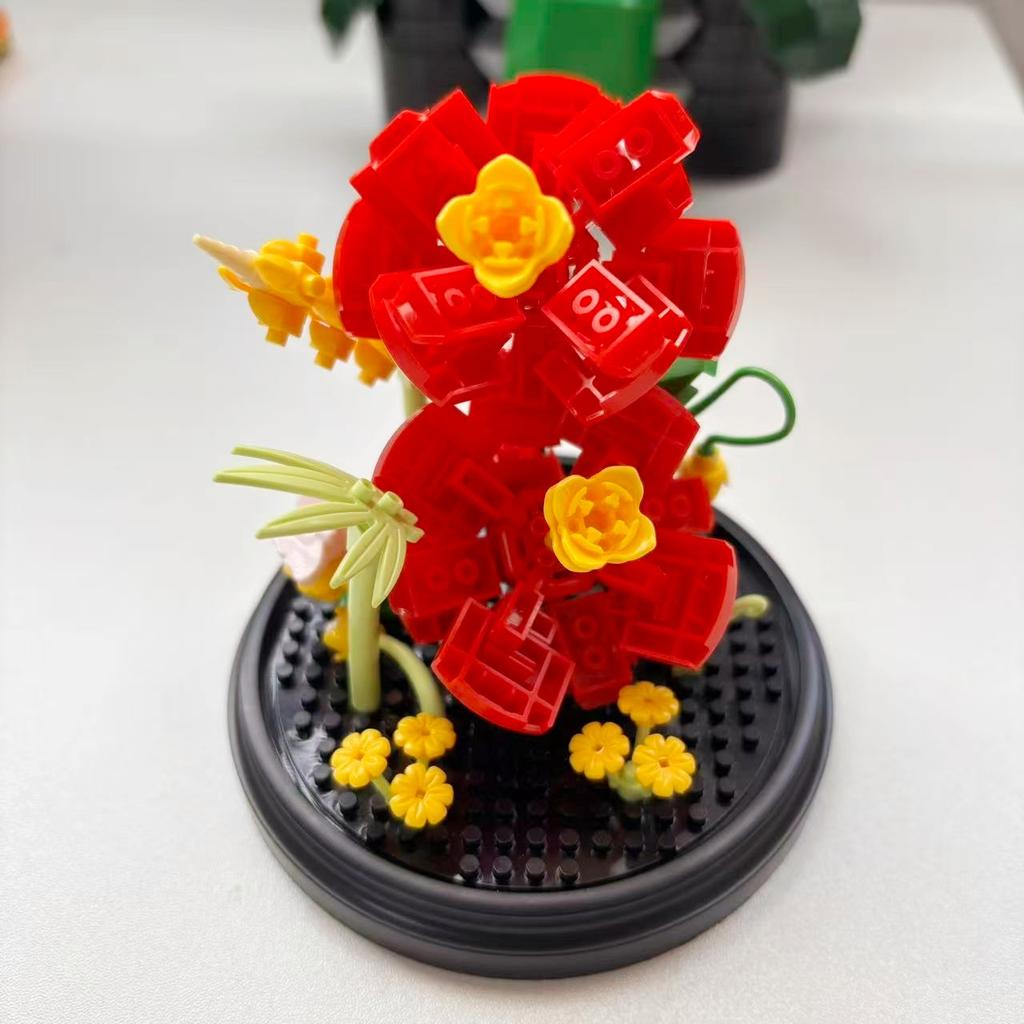Building Block Rose Flower Desktop Decoration Holiday Gift