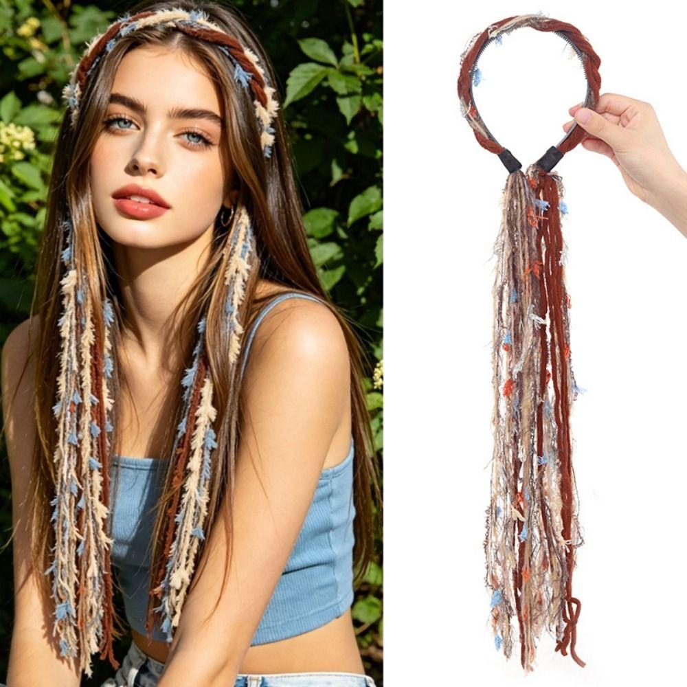 Elegante Kopfbedeckung Vintage Haarreif mit Anhänger Boho farbiges Seil Stirnband Festival Haaraccessoire