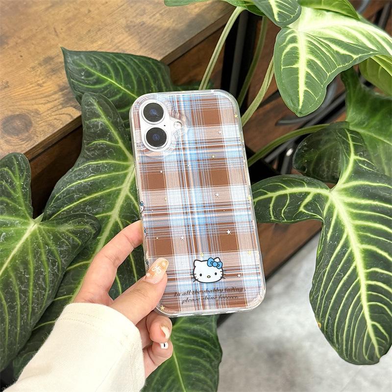 

Blue-Brown Plaid Star iPhone 17/16 Pro Max/15/14 Case - Autumn/Winter Collection iPhone 16