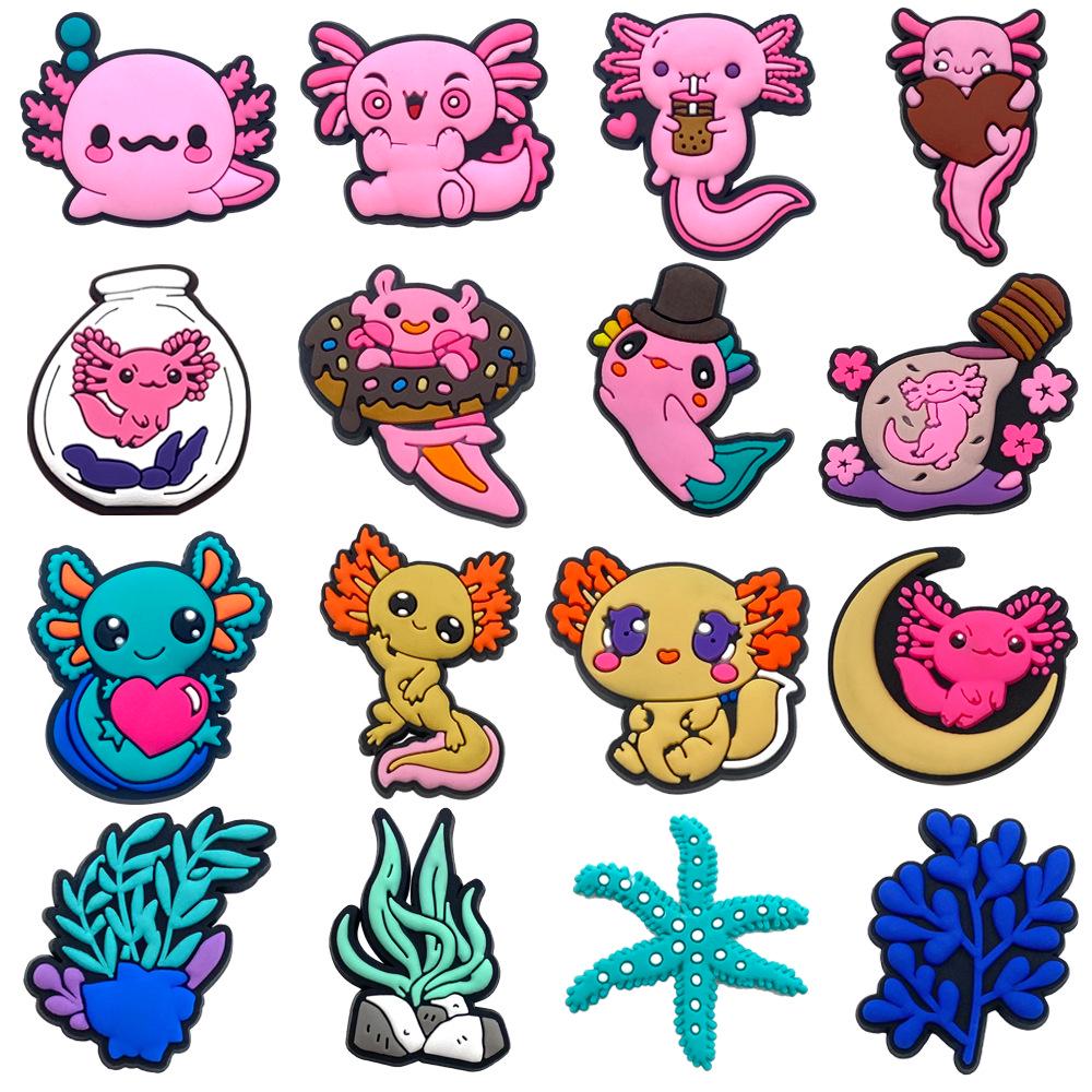 Salamander Series Clog Shoe Charms - DIY Soft Rubber PVC Shoe Buckle Ornaments (16 Pieces)