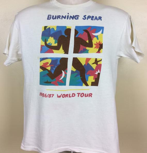 1986 1987 Burning Spear World Tour Concert White All Size Shirt Unisex T-Shirt XXXL