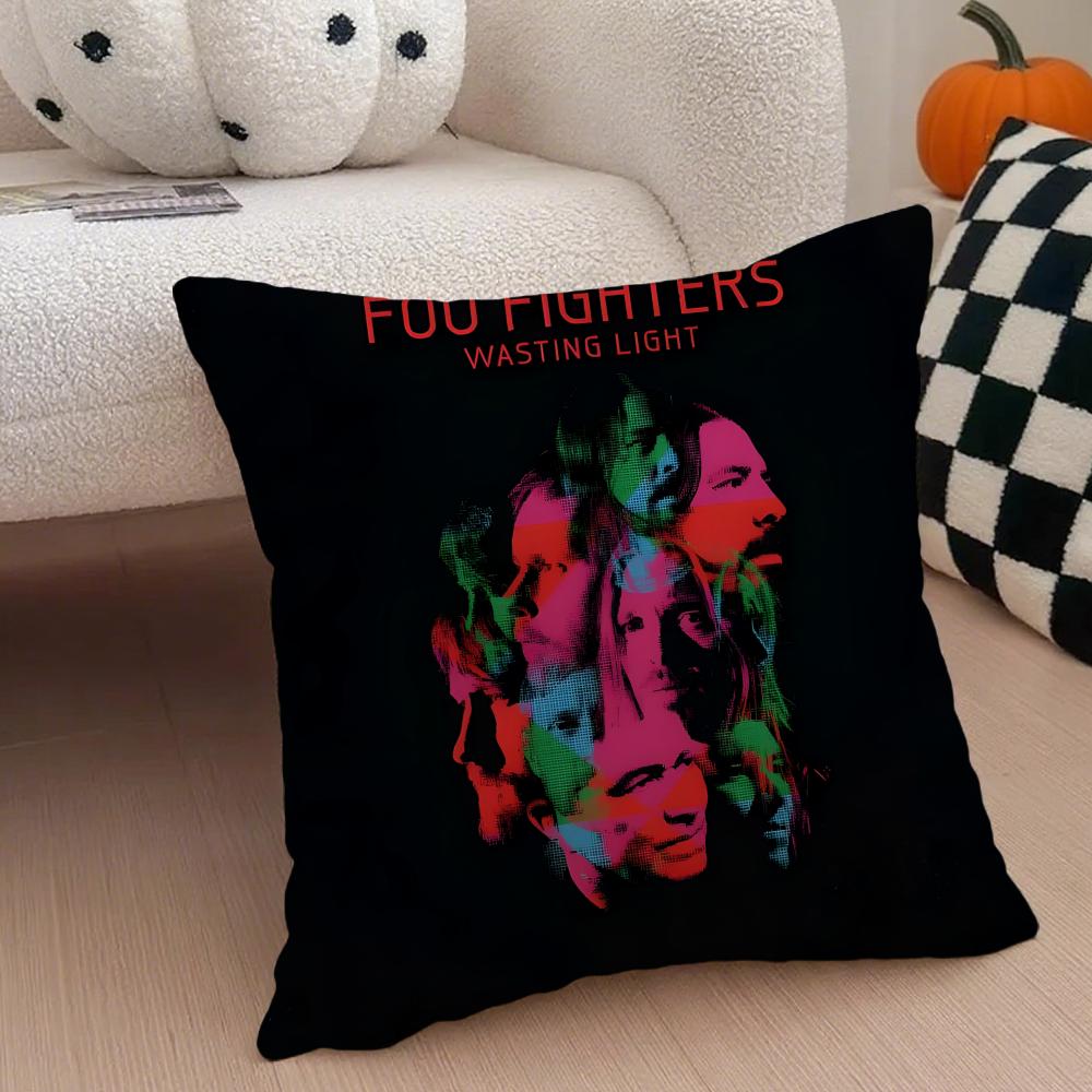 Classic Band F-Foo F-Fighters Cushion Cover Throw Pillow Cover Hidden Button Durable Polyester Chair Cushion