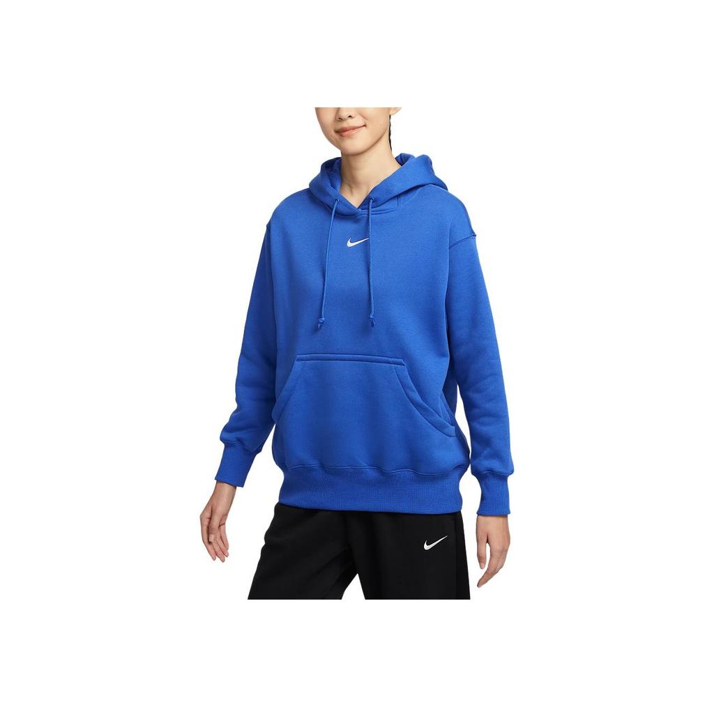 Nike Logo Embroidered Long Sleeve Loose Hoodie Women Hoodies Blue DQ5861-480