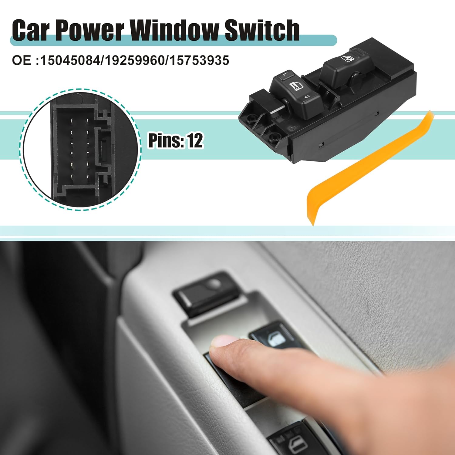 

ACROPIX Passenger Power Window Door Lock Switch Fit for GMC Sierra 1500 2500 SL SLE SLT 2000-2002 No.15045084 - Pack of 1 Black