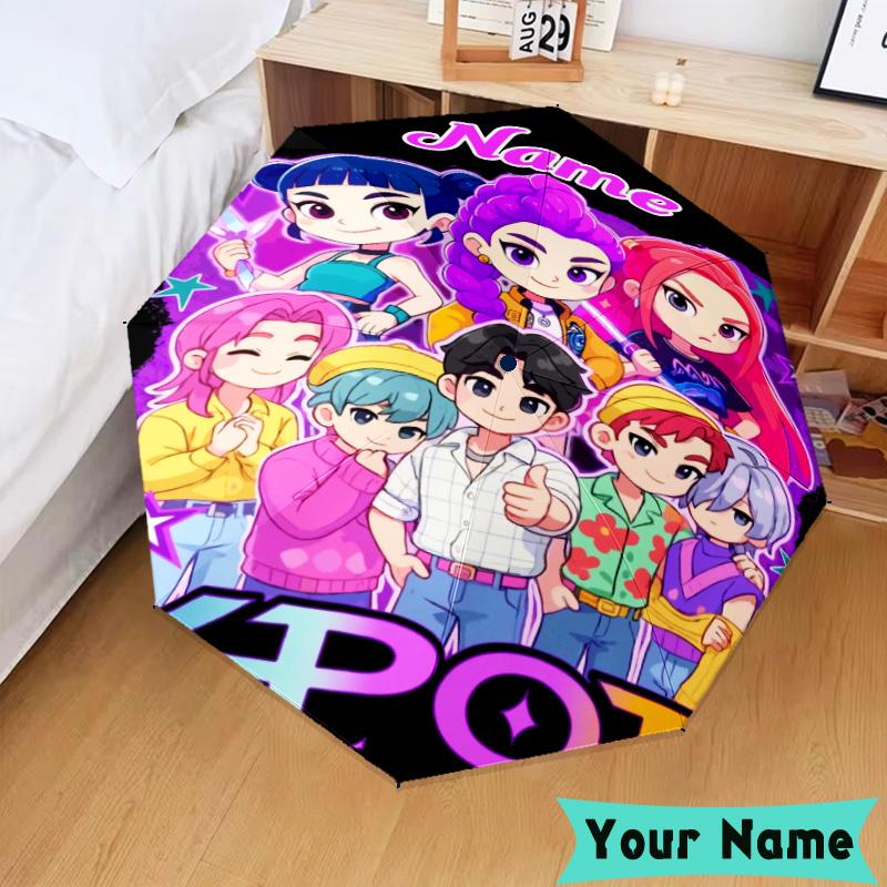 Custom Name Music Stars KPop Demon Umbrella, Foldable Umbrella Suitable for Outdoor Shopping Travel Sports, Exquisite Gift for Family