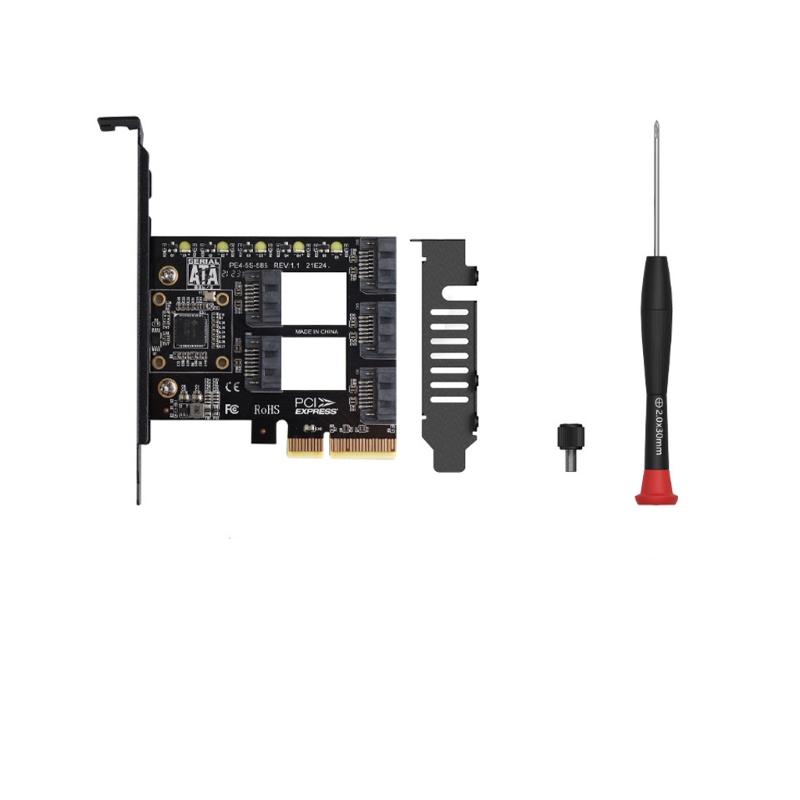 PCI-E 4X to 3.0 pansion Card 5 Full Speed Ports 6Gbps Transfer pansion Hard Drive for Win7 / 8/10 / Linux