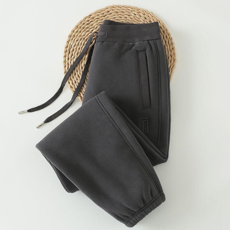 Super Thick Thermal Cashmere 2024 New Sweatpants Women's Fleece-lined Thick Track Pants Winter Gray Female Pants