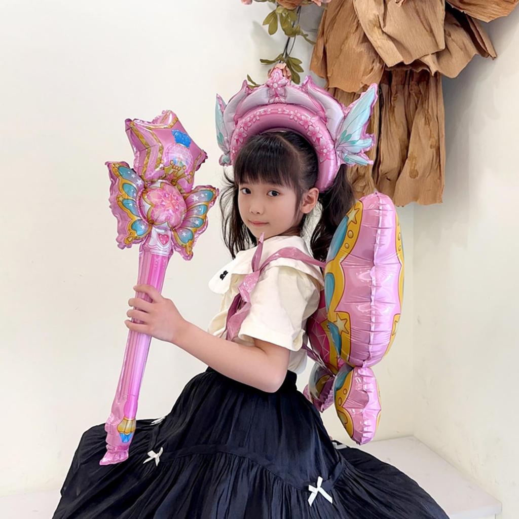 CINECE Kids Princess Transformation 3-Piece Set for Events, Cosplay, and Events, Includes Magic Wand, Butterfly Wings, and Cute Balloons, Perfect for
