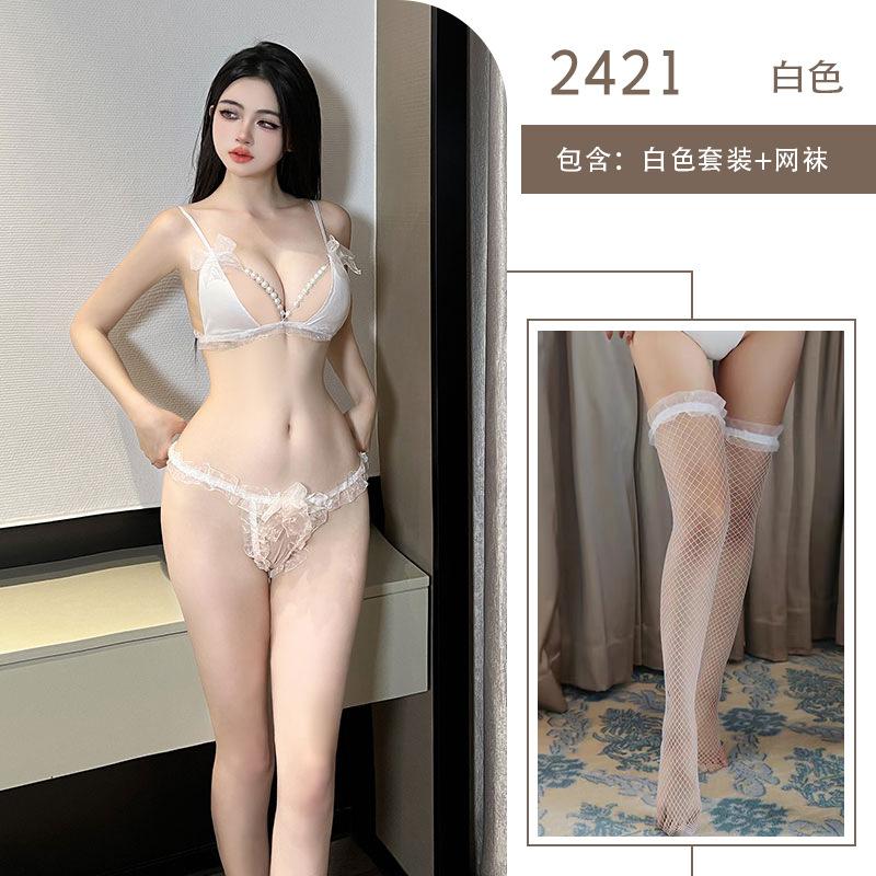 Sex Underwear Three-point Bra Sexy Pure Sex Clothes Hot Pearl Charm Sexy Underwear Nightclub