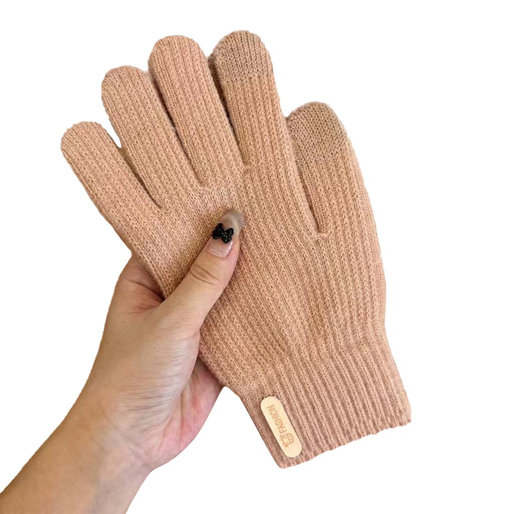 Gloves for Women In Winter, Thickened Cotton for Warmth Knit Gloves Cuff Warm Gloves Autumn Winter Soft Coldproof Touchscreen Gloves